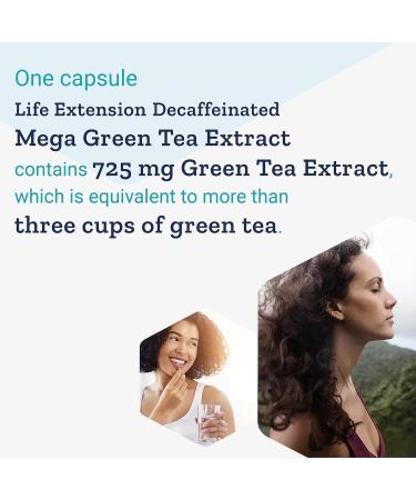 Life Extension Mega Green Tea Extract 725mg Decaffeinated - 100 Vegan Capsules | Lab-Tested, Vegetarian, Gluten-Free, Soy-Free, Non-GMO - Buy Online on GoSupps.com