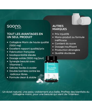COLLAGENE MARIN - Vitamine C E & S l nium | Peau - Articulations - Cheveux - Ongles - Antioxydant - Anti- ge | Collag ne Marin de type 1 Naturel | 1000 mg/j - 120 g lules - Fabriqu en France Sans Colorant 120 unit (Lot de 1) - Buy Online on GoSupps.com