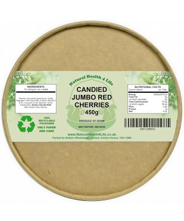 Natural Health 4 Life Cake Baking Ingredients Candied Jumbo Red Glace Cherries 450 gin Recyclable Tub (1 Tub) - Buy Online on GoSupps.com