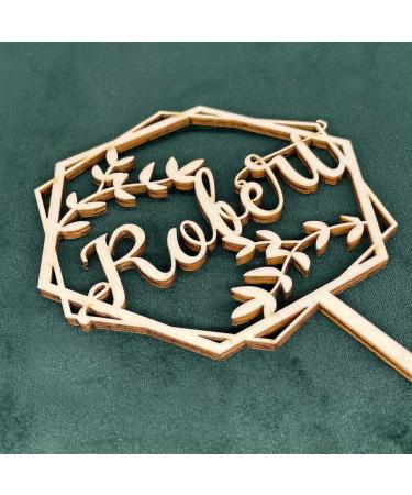 Personalized Hexagon Wooden Cake Topper | Custom Name Birthday Wedding & Baptism Cake Decoration - Buy Online on GoSupps.com