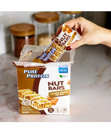 Pure Protein Nut Bars - Caramel Almond Sea Salt (10g Protein, Gluten Free, Low Sugar) - 1.65 oz, 10 Pack - Buy Online on GoSupps.com