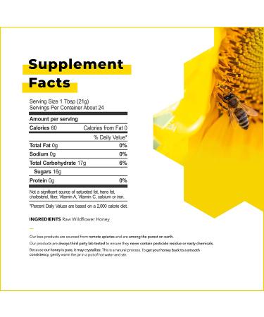 Beekeeper's Naturals Raw Wildflower Honey 17.6 oz (500g) - Natural Sweetener & Superfood - Buy Online on GoSupps.com
