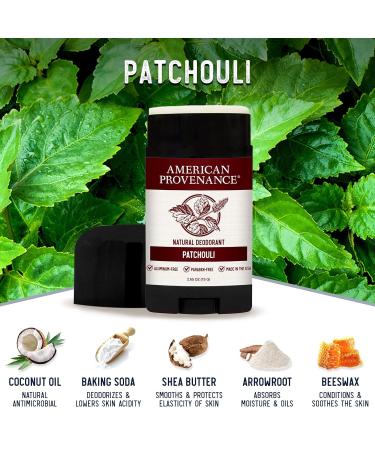 American Provenance Aluminum Free Natural Deodorant For Women and Men - Patchouli - 24 Hour Protection - Cruelty Free - Made in the USA (1 pack) - Buy Online on GoSupps.com