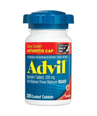 Advil (200 Count) Easy Open Arthritis Cap Pain Reliever/Fever Reducer Coated Tablet, 200mg Ibuprofen, Temporary Pain Relief