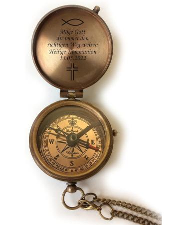 Personalized Brass Compass - Engraved Vintage Optics | Unique Gift with Leather Bag & Wooden Box - Buy Online on GoSupps.com