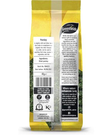 SINCE 1982 . GREENFIELDS Parsley | Dried parsley | 40 g - Buy Online on GoSupps.com