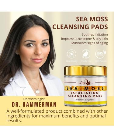 Live Healthy The Original Kojic Acid & Sea Moss Cleansing Pads - Natural Face Cleanser with Vitamin E Glycolic Acid & Hyaluronic Acid - Clears Acne Face Peel Toner Pads - Made in USA | 30 Pack - Buy Online on GoSupps.com