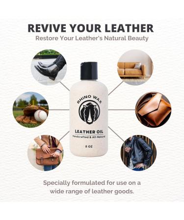 Leather Oil 8 oz - Natural Leather Moisturizer & Revitalizer for Boots Shoes & Accessories - Prevents Cracking & Stiffness - Made in USA - Buy Online on GoSupps.com