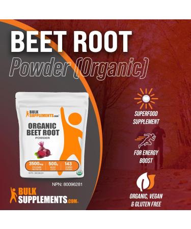 BulkSupplements.com Beet Root Powder - Beetroot Supplement Superfood Supplement - Vegan & Gluten Free - 3500mg per Serving 500g (1.1 lbs) (Pack of 1) - Buy Online on GoSupps.com