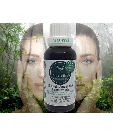 Nativilis 07 Virgin Amazonian Rainforest Oils - Acai - Bacaba - Bacuri - Jambu - Mulateiro - Pataua - Ucuuba - Enriched Seven vegetable Facial Oils for Skin Care Powerful Anti -Aging Copaiba Properties
