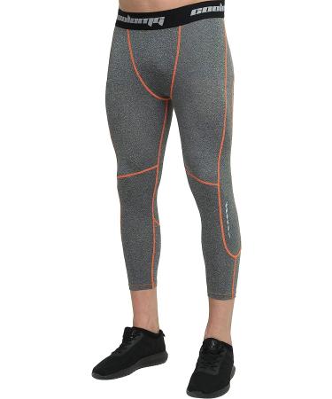 COOLOMG Youth Basketball Leggings Boys Men Compression Capri Tights - Gray XX-Small - Buy Online on GoSupps.com