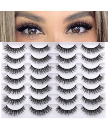 Cat Eye Lashes Natural Look Fluffy False Eyelashes Mink 6D Wispy Eye Lashes Pack Short Fake Lashes for Women by HeyAlice 14 Pairs Cat Eye_16mm