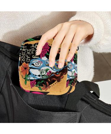 Menstruation Pad Bag with Zipper | Floral Day of the Dead Tampon & Napkin Bag for Women & Girls - Buy Online on GoSupps.com