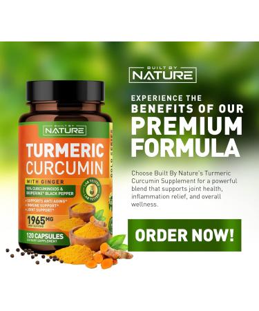 Turmeric Curcumin with BioPerine, Ginger & Antioxidant Support - 1965mg, 95% Standardized Curcuminoids - Advanced Absorption - 120 Capsules - Buy Online on GoSupps.com