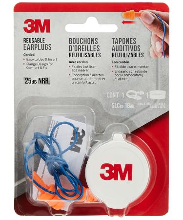 3M Safety Corded Reusable Earplugs  90586-00000T 1