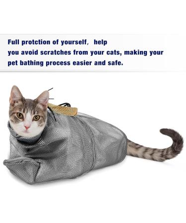 2 Pieces Cat Grooming Washer Mesh Bag Cat Muzzles Breathable Mesh Muzzles Adjustable Kitten Scratch-Resistant Cat Restraint Bag Fixed Bag Cat Bath Bag for Cat Bathing Nail Trimming Feeding (Gray) - Buy Online on GoSupps.com