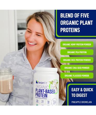 LeanFit Organic Plant-Based Protein Powder | Vegan USDA Organic Gluten-Free 21g Protein - Natural Vanilla Flavor - 1.58 lb - Buy Online on GoSupps.com