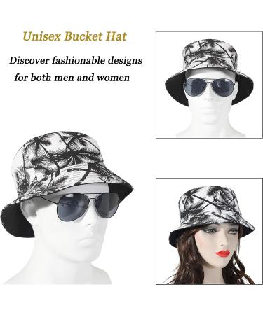 ZLYC Unisex Palm Tree Black Bucket Hat - Summer Travel Fisherman Cap for Women Men Teens - Buy Online on GoSupps.com
