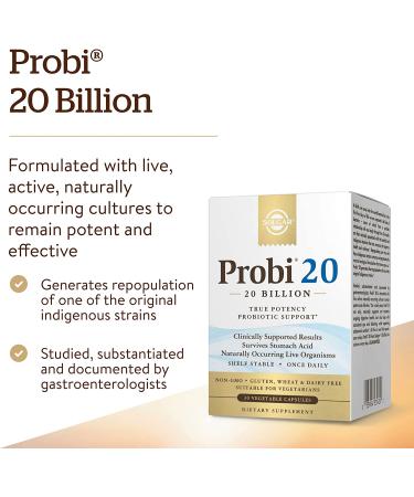 Solgar Probi 20 Billion â€“ 30 Vegan Vegetable Capsules for Digestive Health - Buy Online on GoSupps.com