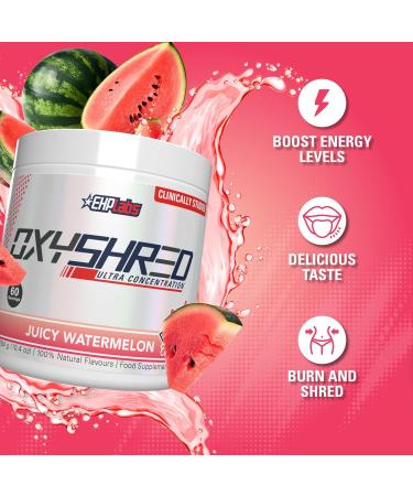 EHPlabs OxyShred Thermogenic Pre Workout Powder & Shredding Supplement - Clinically Proven Pre Workout Powder with L Glutamine & Acetyl L Carnitine Energy Boost Drink - Juicy Watermelon 60 Servings - Buy Online on GoSupps.com