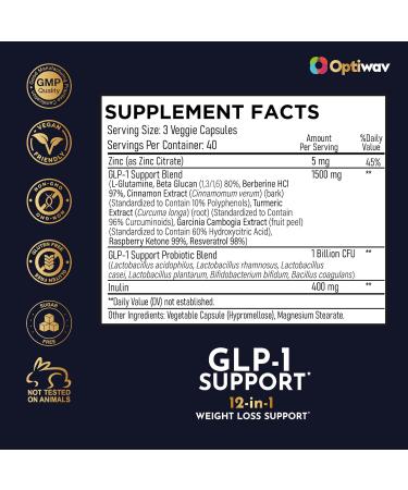 GLP-1 Support Probiotic Weight Loss Supplement - Natural GLP1 Support Appetite Suppressant for Women Men - for Daily Fat Burn Hunger Control Metabolism Boost Gut & Curb Cravings Support 120 Count (Pack of 1) - Buy Online on GoSupps.com