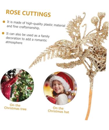 LIFKICH 6pcs Christmas Cuttings Christmas Flowers Floral Picks Glitter Christmas Branches Tree Branches Christmas Golden Berries Rose Branches Craft Flowers Flower Sticks Set Plastic Roses - Buy Online on GoSupps.com