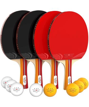 NIBIRU SPORT Ping Pong Paddle Sets - Professional Table Tennis Paddles, Balls, Storage Case - Table Tennis Rackets & Game Accessories 4 Paddle Set