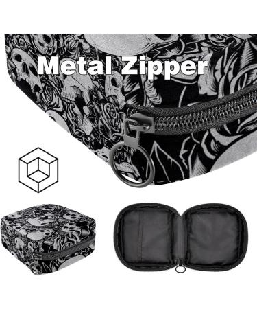 Shop Portable Women's Binding-Up Menstrual Cup Bags | Skull Rose Gray | Perfect for Teens & First Periods - Buy Online on GoSupps.com