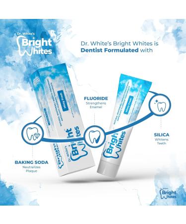 Dr. White's Bright Whites Anticavity Fluoride Toothpaste with Xylitol and Silica Dentist Recommended for Adults & Kids' Oral Care - Whitening Antiplaque SLS Free Enamel Protection (Minty Fresh) - Buy Online on GoSupps.com