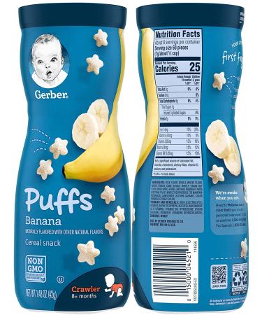 Gerber Puffs Cereal Snack - Banana Flavor for 8+ Months | 1.48 oz (42g) - Buy Online on GoSupps.com