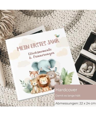 Huborns Baby Album - Memory Book for First Year 50+ Pages & Stickers Perfect Baby Shower Gift - Glue Photos & Labels Ideal for Children - International Shipping - Buy Online on GoSupps.com