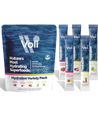 Voli Hydration Variety Pack Superfood Hydration Irish Sea Moss Aquamin (Natural Magnesium) Coconut Water Himalayan Pink Salt Low-Calorie Hydration 15 Servings (Pack of 1) Variety Pack 15 Servings (Pack of 1)