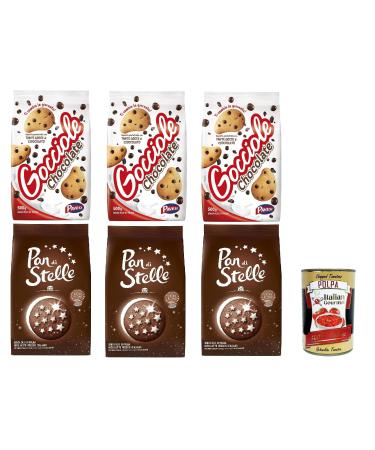 Italian Gourmet E.R. Mulino Bianco Gocciole + Pan di Stelle Italian Biscuits Cookies Brioche Cookies + Italian Gourmet Pulp 400 g Set of 6