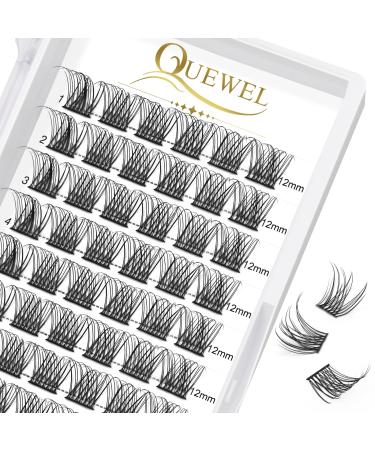 Eyelashes Individual Quewel individual eyelash cluster lashes naturally d curl 12mm eyelash segments wide foundation individual eyelashes for eyes make-up DIY eyelash extensions (natural d-12mm) 1 piece (1 Pack) natural D-12mm
