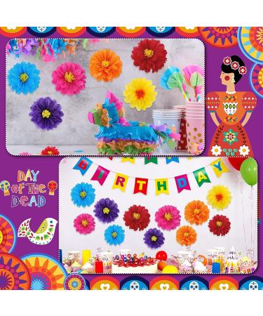 Colorful Mexican Paper Flowers - Set of 18 for Fiesta Party Decor, Weddings, Birthdays & Crafts - Buy Online on GoSupps.com