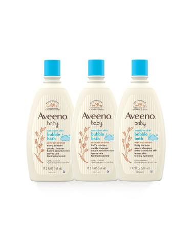 Aveeno Baby Sensitive Skin Bubble Bath with Oat Extract Gently Cleanses and Leaves Skin Feeling Hydrated Tear-Free Formula Hypoallergenic Soap- & Dye-Free 19.2 fl. Oz Pack of 3 19.2 Fl Oz (Pack of 3)