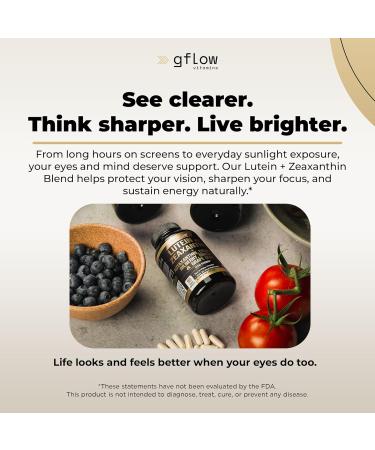 gflow vitamins Lutein and Zeaxanthin Supplements - Advanced Eye Vitamins with Astaxanthin Omega 3 Resveratrol Bilberry Lycopene Quercetin Ginkgo Biloba Vitamin D | Health Vision | Made in USA - Buy Online on GoSupps.com