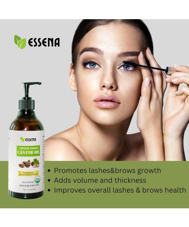 Organic Cold Pressed Castor Oil - USDA Certified Unrefined 16 fl oz - Ideal for Skin Hair Growth Eyelashes & Nails - Eco-Friendly Glass Bottle - Buy Online on GoSupps.com