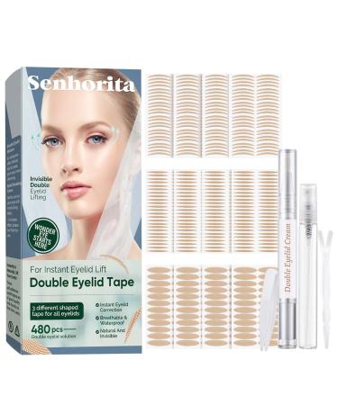 Eyelid Tape, 480Pcs Invisible Eyelid Lifter Strips, Instant Double Eyelid Lift for Hooded, Droopy, Uneven, Mono-Eyelids