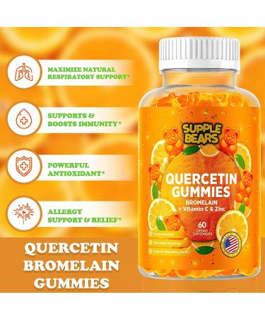 Supplebears Quercetin with Bromelain Gummies - Immune Support Booster with Vitamin C, Zinc, and D3 - 60 Count - Made in USA - Buy Online on GoSupps.com