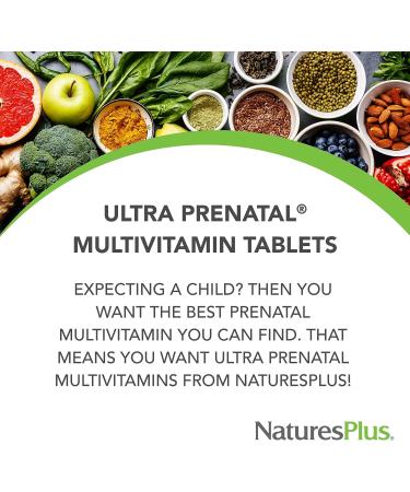 NaturesPlus Ultra Prenatal Multivitamin - 800mcg Folate - 90 Vegetarian Tablets - Prenatal Supplement with Iron, Iodine, Calcium & B-Complex Vitamins - Gluten-Free | 45 Servings - Buy Online on GoSupps.com
