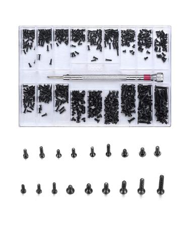 VWOQIY 500 STK micro repair screws tiny carbon steel mini screws range electronic screws for glasses laptop jewelry watch repair with screwdriver