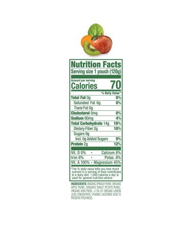 Happy Tot Organics Love My Veggies Stage 4: Spinach, Apple, Sweet Potato & Kiwi 4.22oz Pouch (Pack of 16) - Buy Online on GoSupps.com