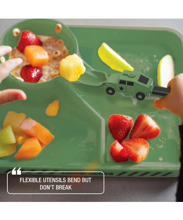 Dinneractive Kids Utensil Set - Green Army Themed Fork and Spoon for Toddlers - 2-Piece Set - Buy Online on GoSupps.com