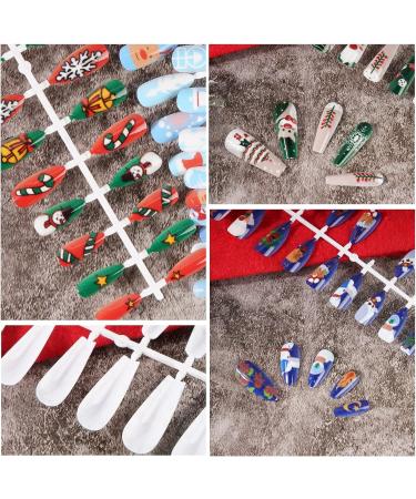 288 Pieces Christmas False Nails Full Cover Press on Christmas False Nail Tips Snowman Christmas Tree Elk Snowflake Patterns Christmas Nail Art Decorations for Women Girls - Buy Online on GoSupps.com