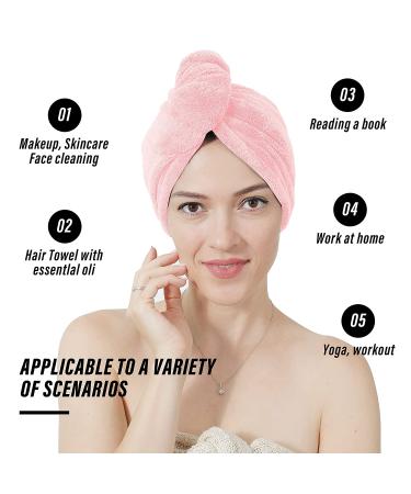 MOONQUEEN Coral Velvet Hair Towel Wrap for Women - Super Absorbent 380GSM Turban for Drying Curly Long Thick Hair - 3 Pack (Pink, 10x26 Inch) - Buy Online on GoSupps.com