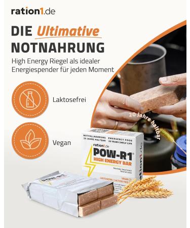 High Energy Bar from Ration1 | 2x250g Ideal for Hiking Mountaineering & Outdoor Activities | 4 Pieces (2 Pack) | Durable & Shareable Snack - Buy Online on GoSupps.com