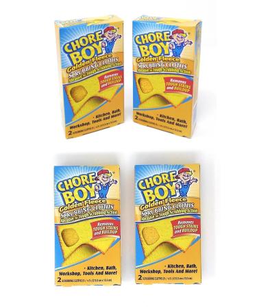 Chore Boy Golden Fleece Scrubbing Cloths | 2-Units per Pack | 4-Pack | (Total of 8 Scrubbing Cloths)