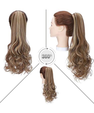 Ponytail Extension & Braid Clip | Heat Resistant Hair Extensions (Smooth + Wavy) - 18 Light Brown & Ash Blonde - Buy Online on GoSupps.com