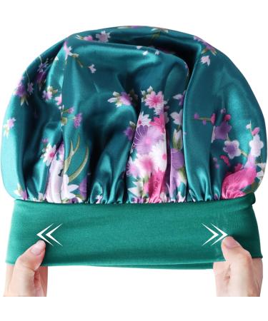 LADES Silk Satin Bonnet-4 Packs Women Satin Hair Bonnet for Curly Hair Satin Bonnet Silk Sleep Cap Silk Hair Wrap for Sleeping Black Hair Black+Pink+Red+Peacock Blue - Buy Online on GoSupps.com
